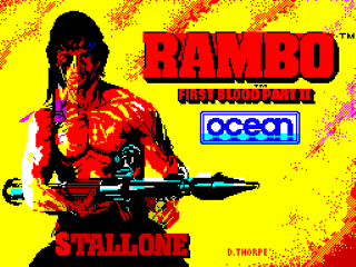 Rambo First Blood Part II title screen for ZX Spectrum